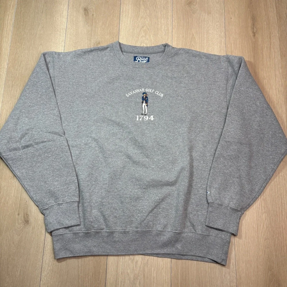 Savannah Golf Club 1794 Mens Graphic Crewneck Sweatshirt Gray Blue 84 Large